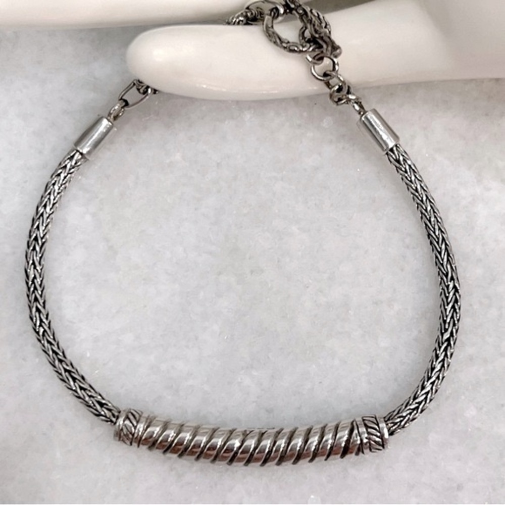 Sterling Silver Coiled Bar Toggle Clasp Bracelet